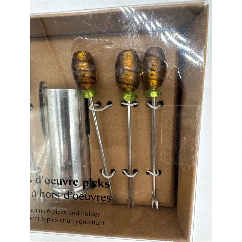Pier 1 imports celebration hors d'oeuvre picks,‎ 6 picks & holder New In Box
